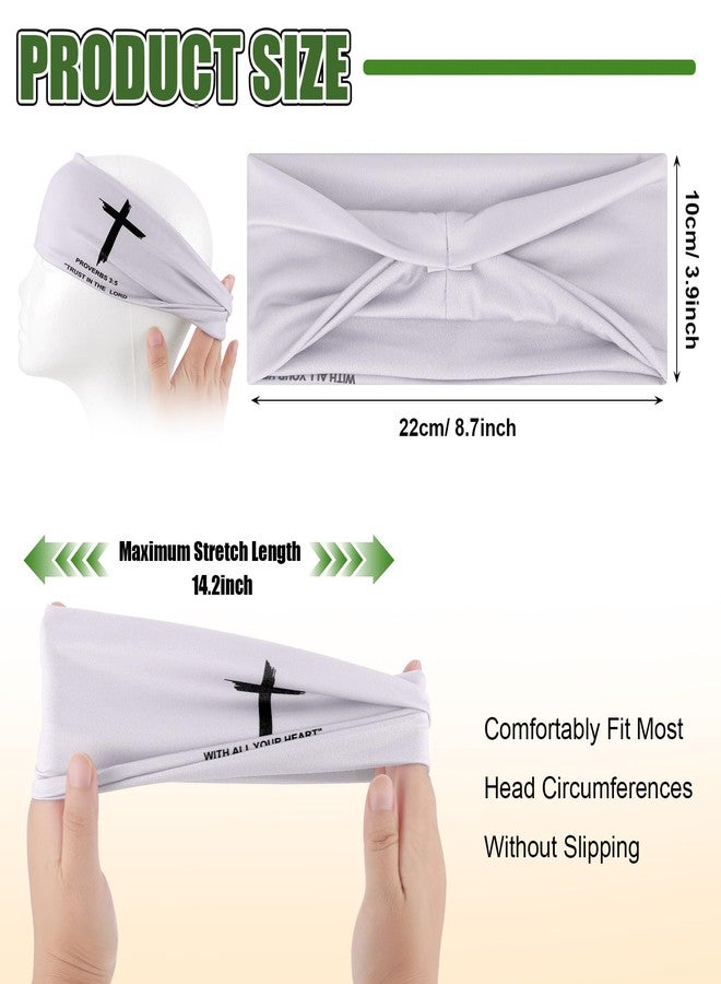 Joottuan 6 PCS Christian Headbands for Men Jesus Faith Cross Athletic Sweatbands Moisture Wicking Twist Knotted Criss Cross Hair Bands with Bible Verse Religious for Sports Workout Football Baseball (Set A) - Image 3